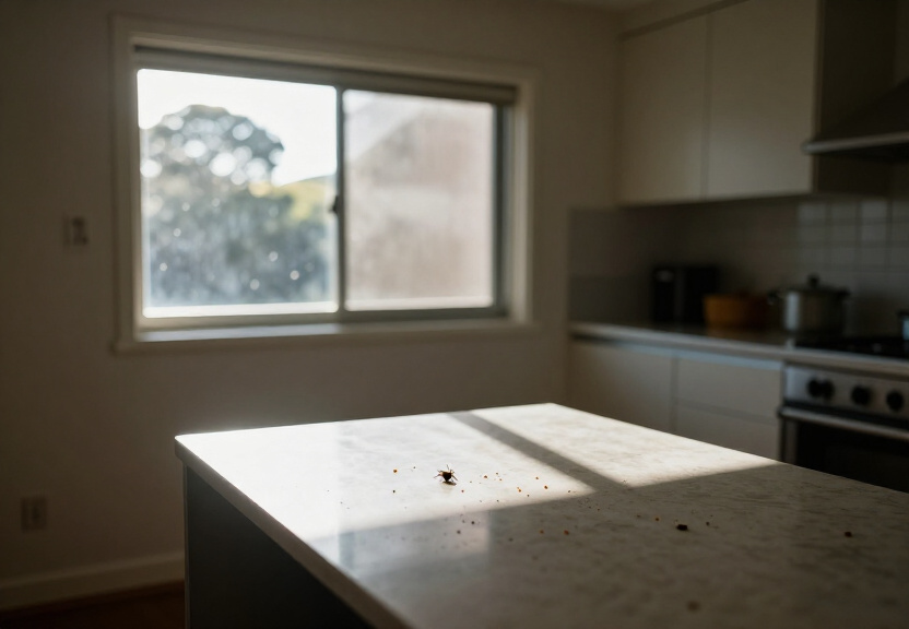 Rodent droppings and damage in a Cecil Hills apartment wall cavity